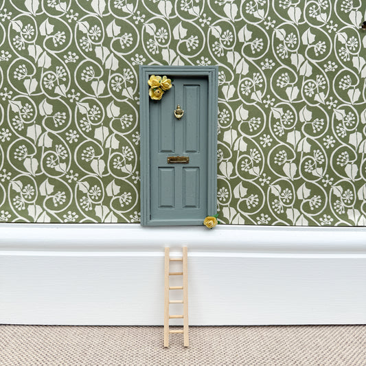 Floral Touch - Sage Green Hand Painted Fairy Door