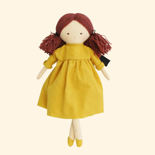 Handmade Rag Doll – Butterscotch Linen Dress